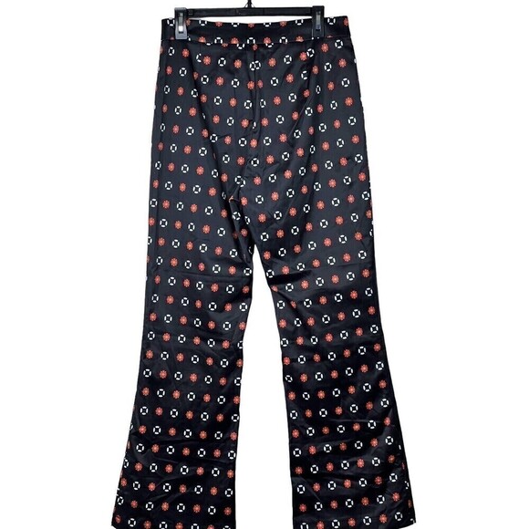 Cider Womens Size Large Floral Retro High Rise Flare Pants 70s Hippie Flair - Picture 4 of 8